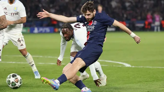 Axel Disasi is beaten by Khvicha Kvaratskhelia who scores