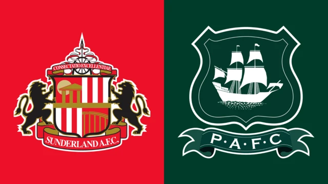 Side-by-side of Sunderland and Plymouth Argyle club badges