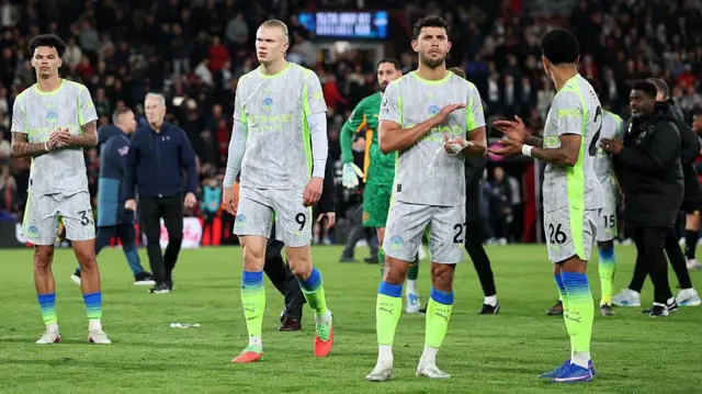 Man City players look dejected after draw with Bournemouth