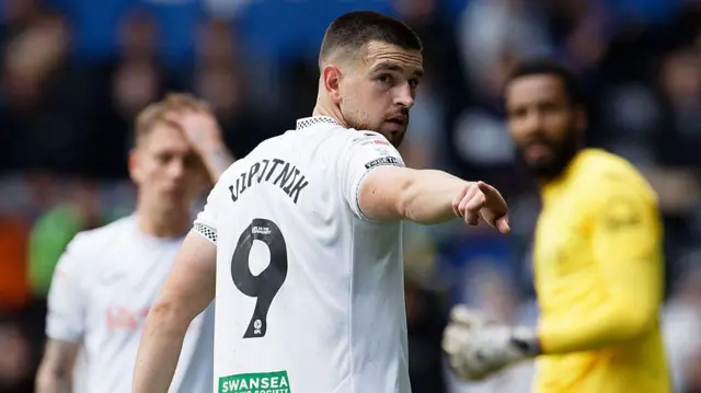 Zan Vipotnik during Swansea's game against Millwall