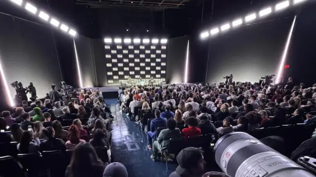 Kendrick Lamar speaking at his Super Bowl half-time show news conference