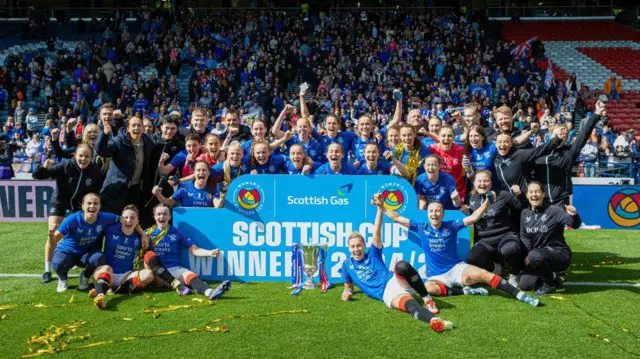 Rangers celebrate their cup triumph