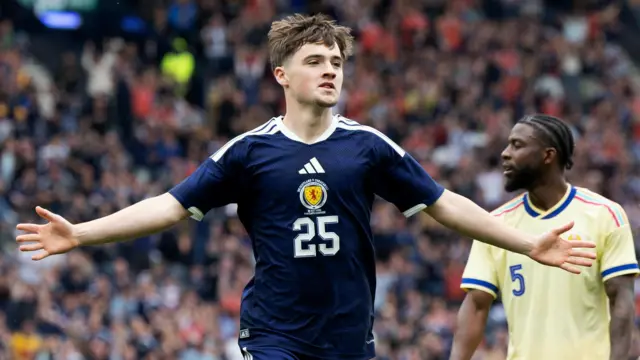 Scotland's Findlay Curtis celebrates scoring against Curacao