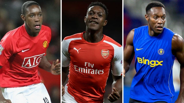 Collated image - Danny Welbeck playing for Manchester United, Arsenal and Chelsea