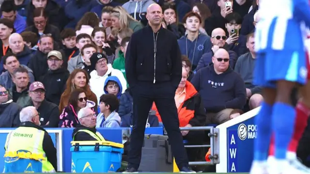 Arne Slot looks dejected