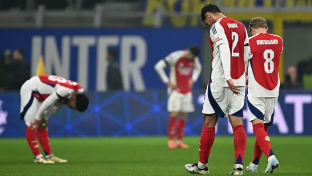 Arsenal players walk away at full-time