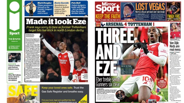 Back page of the i sport and Daily Mirror