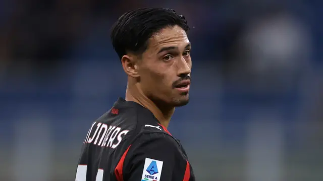 Tijjani Reijnders looks on for AC Milan