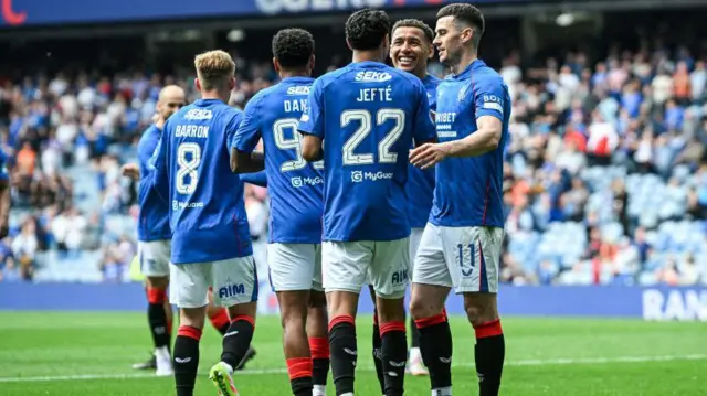 Rangers celebrate v Aberdeen