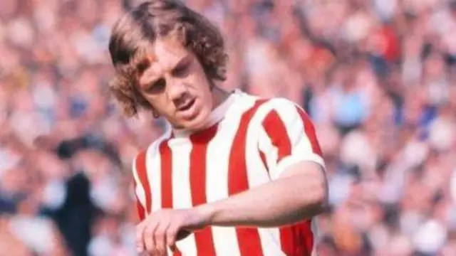 Mike Pejic playing for Stoke City