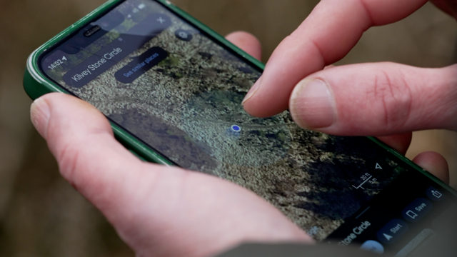 A motorcycle track across a scheduled ancient monument, seen on Google Maps on a smartphone.