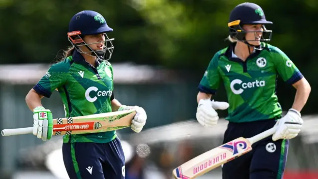 Amy Hunter (left) and Gaby Lewis (right) both hit 44 before their crucial departures in the space of four overs