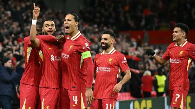 Liverpool players celebrate