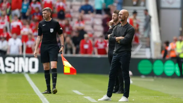 Luke Williams on the touchline at Middlesbrough lat Saturday