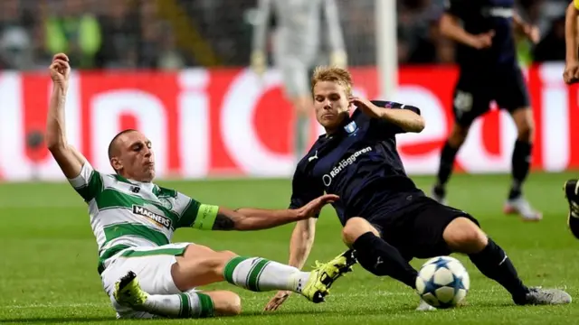 Scott Brown playing for Celtic against Malmo