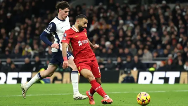 Mohamed Salah scores against Tottenham