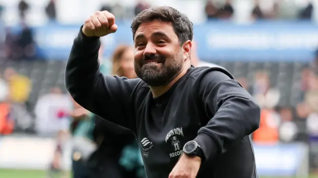 Vitor Matos celebrates after Swansea's win over Charlton last Saturday