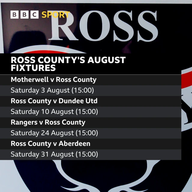 Ross County's August fixtures