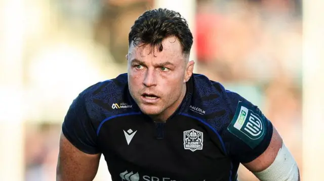 Warriors' Jack Dempsey in action during a BKT United Rugby Championship match between Glasgow Warriors and Connacht at Scotstoun Stadium, on May 29, 2026, in Glasgow, Scotland.