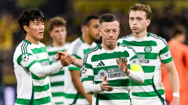 Celtic players post-match in Dortmund