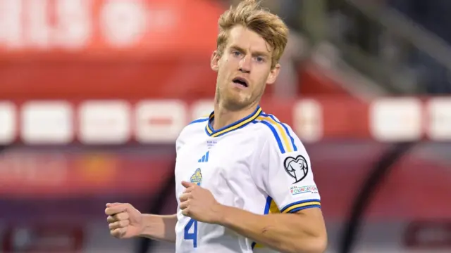 Filip Helander in action for Sweden