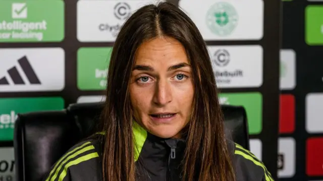 Celtic Women's head coach Elena Sadiku during a press conference at Celtic Park