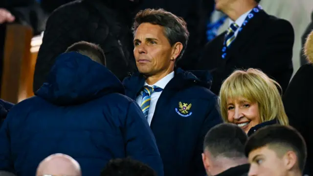 Simo Valakari in the stands at Ibrox