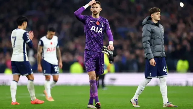 Guglielmo Vicario playing for Tottenhaam