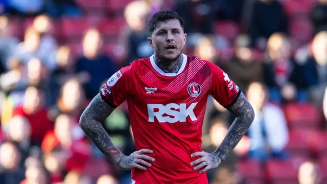 Lyndon Dykes looks frustrated during Charlton's defeat by Norwich