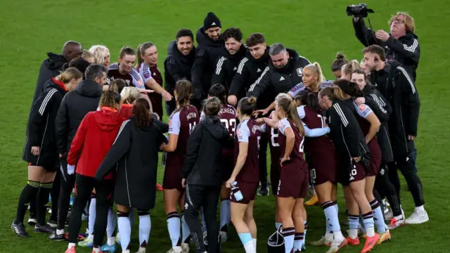 Aston Villa players after beating West Ham.