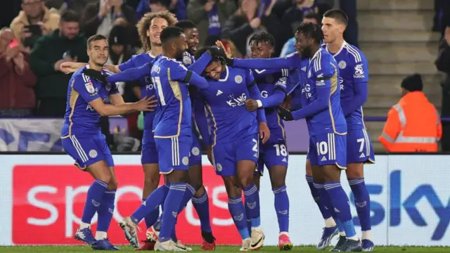 Leicester players celebrate