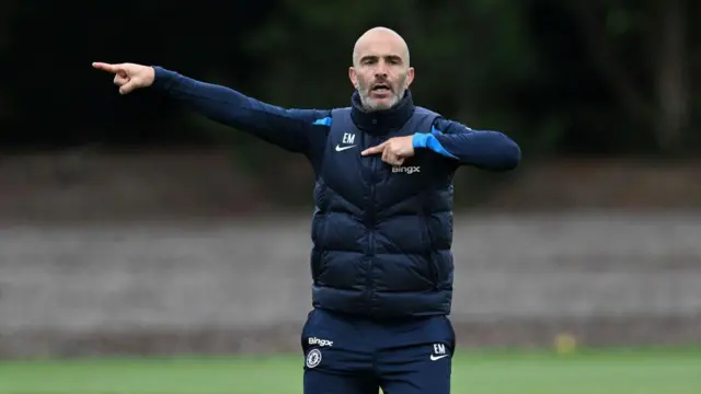 Head Coach Enzo Maresca of Chelsea during a training session