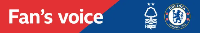 Split fan's voice graphic with Nottingham Forest and Chelsea badges