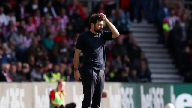 Russell Martin, Manager of Southampton, looks on during the Premier League match between Southampton FC and Nottingham Forest FC at St Mary's Stadium