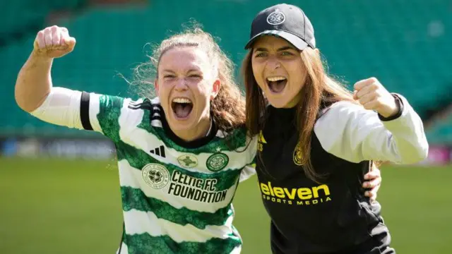 Celtic head coach Elena Sadiku and Kelly Clark