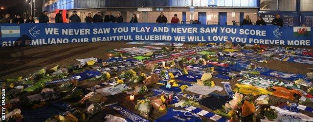 Tributes to Emiliano Sala at Cardiff