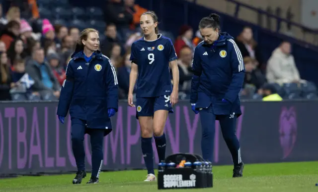 Caroline Weir goes off injured in Scotland's game against Belgium