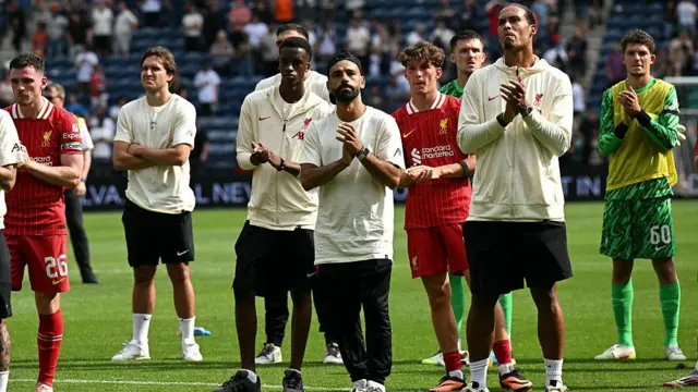 Liverpool players in a pre-season match against Preston