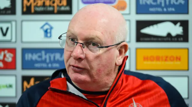 John McGlynn at his press conference before playing Celtic