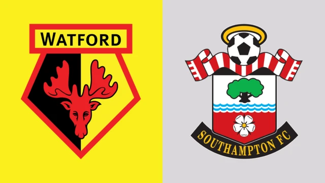 Side-by-side of Watford and Southampton club badges