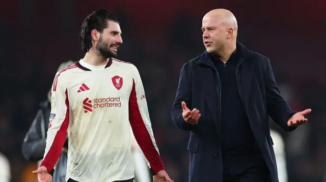 Dominik Szoboszlai and Arne Slot 