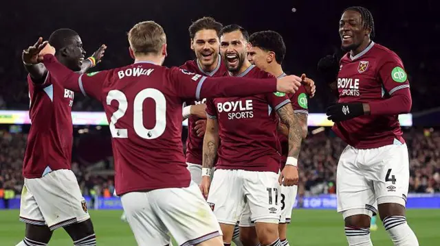 West Ham United players celebrate