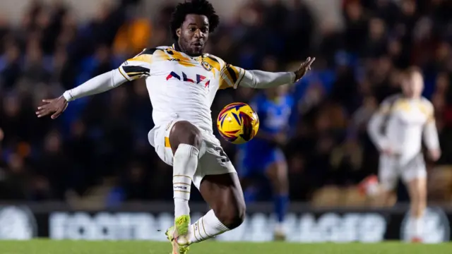 Newport striker Geoffroy Bony at Wimbledon