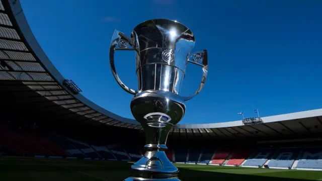 Women's Scottish Cup trophy at Hampden Park
