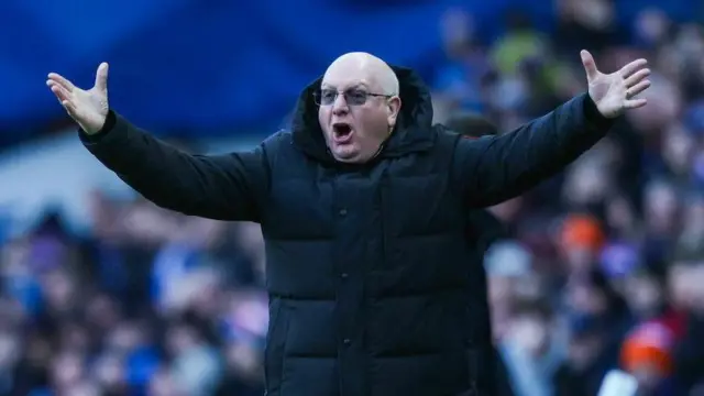 John McGlynn on the touchline at Ibrox