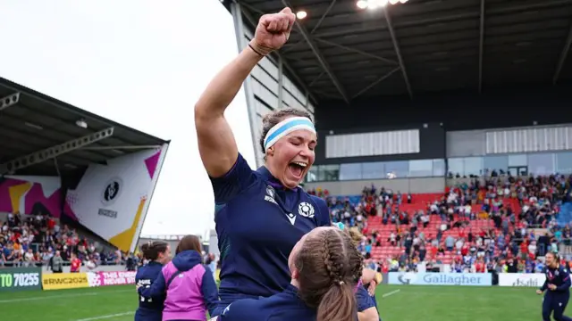 Rachel Malcolm celebrates