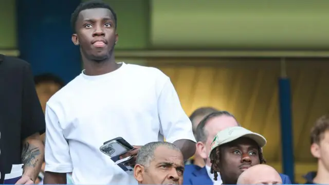 Eddie Nketiah and Trevor Chalobah watching Crystal Palace at Selhurst Park