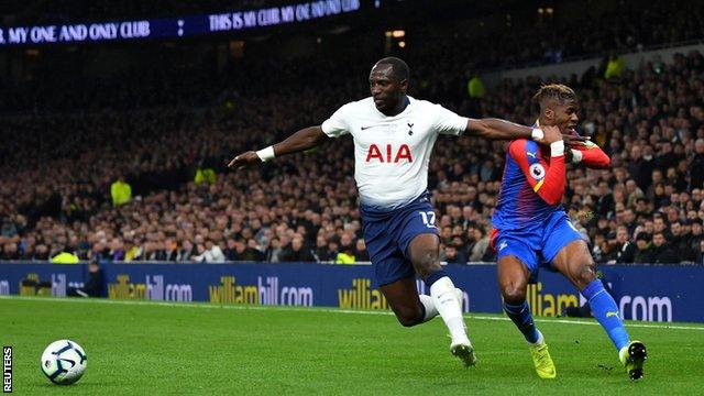 Tottenham's Moussa Sissoko in action against Crystal Palace's Wilfried Zaha