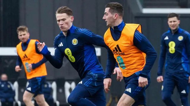 Scott McTominay and Kenny McLean during a Scotland Training Session