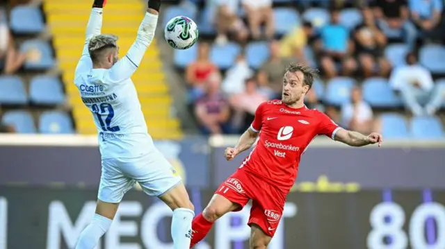 Norway forward Bard Finne, right, is a Brann dangerman